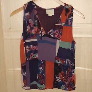Maeve Anthropologie Sleeveless Silky Bright Colorful Top Small